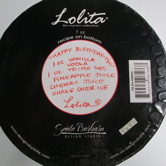 Lolita Happy Birthday Martini Glass, hand painted, Brand new in box - Picture 3 of 6